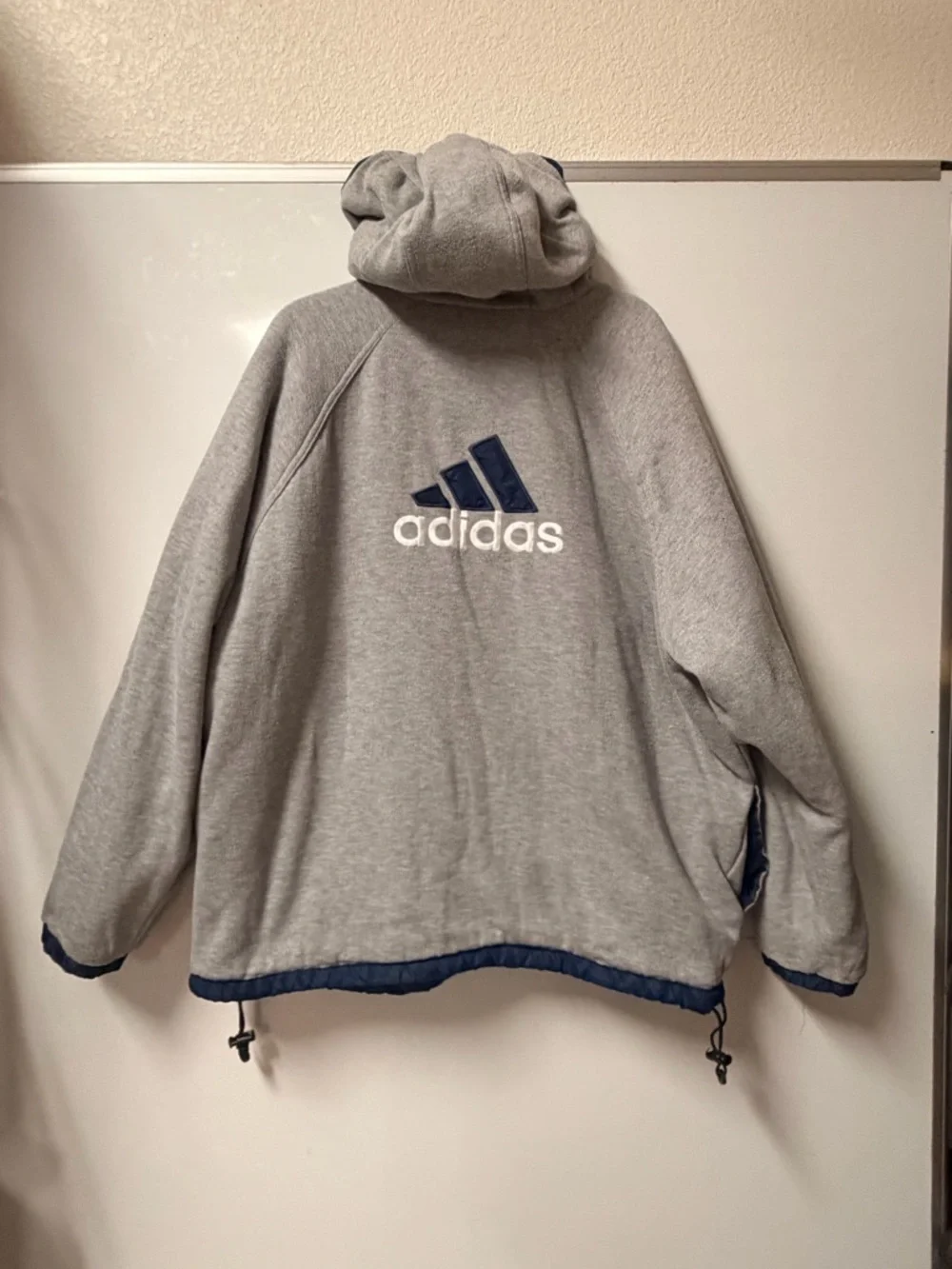 90s Vtg ADIDAS Reversible Jacket Bomber Fleece Lined Mens Sz XXL Windbreaker Y2K